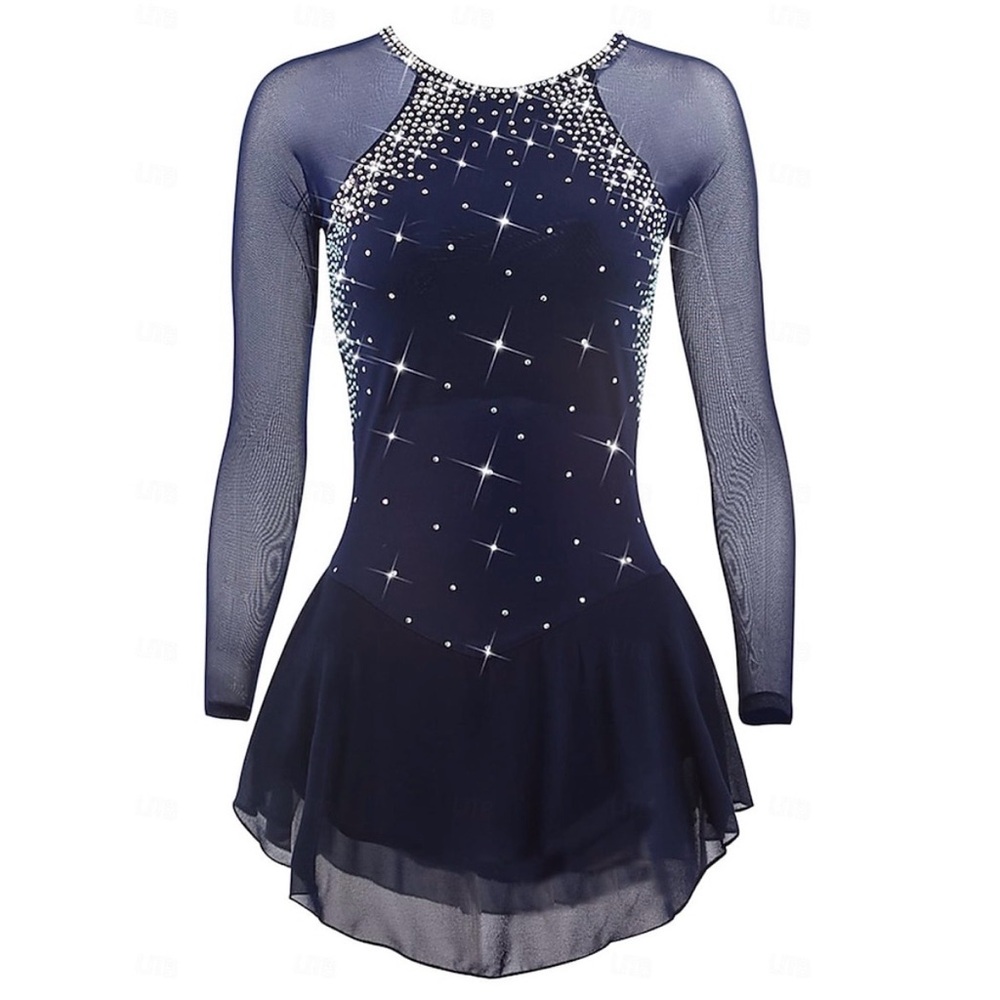 Elegant Navy Blue Figure Skating Dress